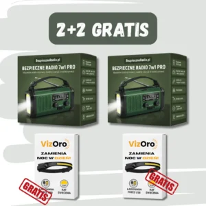 2x Bezpieczne Radio 7w1 PRO + 2x GRATISOWA Czołówka Vizoro!